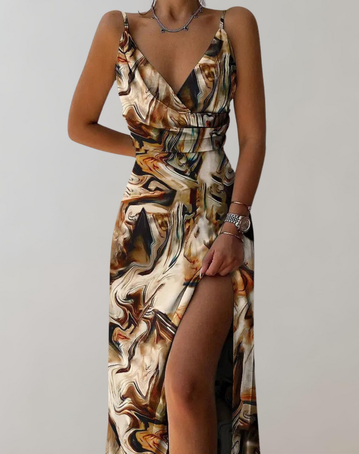 Aliams | Zeitlos Abendkleid Druck Midikleid Cocktailkleid für Damen