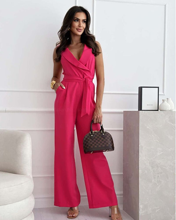 Aliams | Jumpsuit Ärmellos V Ausschnitt Weit Geschnittener Jumpsuit Damenbekleidung