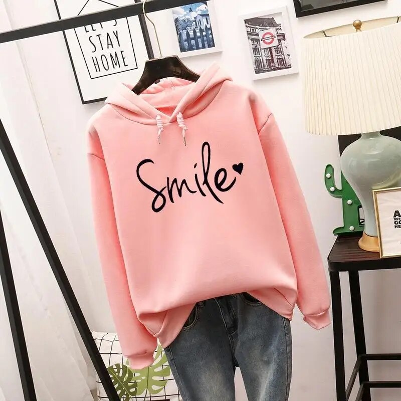 Aliams | Lässig Geschnittener Smile Kapuzenpulli für Frauen