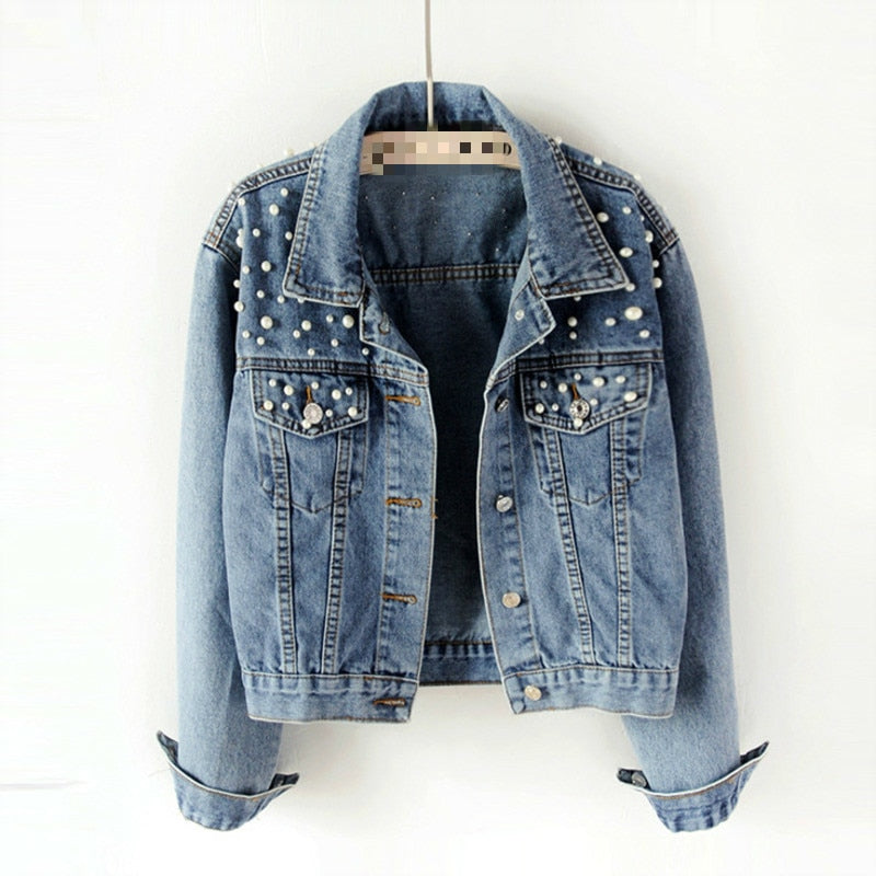 Aliams | Jeansjacke Denim-Liebling mit stilvoller Perlenverzierung