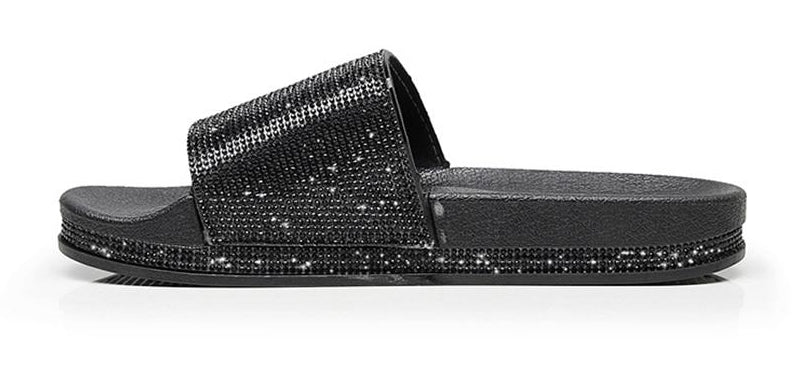 Aliams | Kristall Diamant Slides mit Besatz Sandalen