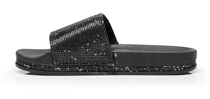 Aliams | Kristall Diamant Slides mit Besatz Sandalen