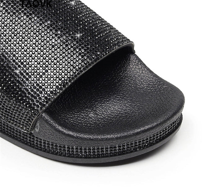 Aliams | Kristall Diamant Slides mit Besatz Sandalen