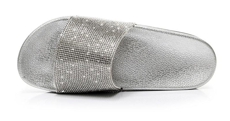 Aliams | Kristall Diamant Slides mit Besatz Sandalen