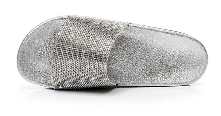Aliams | Kristall Diamant Slides mit Besatz Sandalen