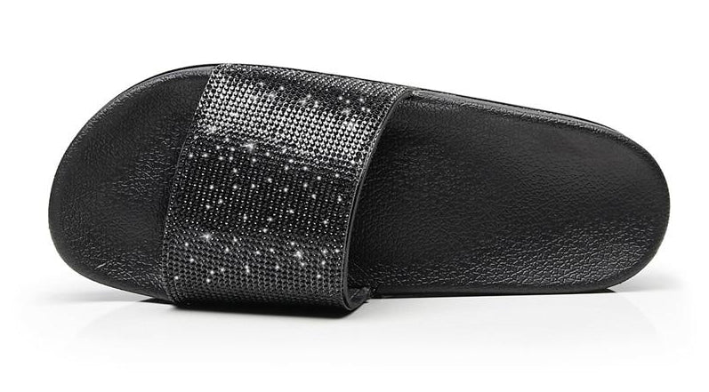 Aliams | Kristall Diamant Slides mit Besatz Sandalen
