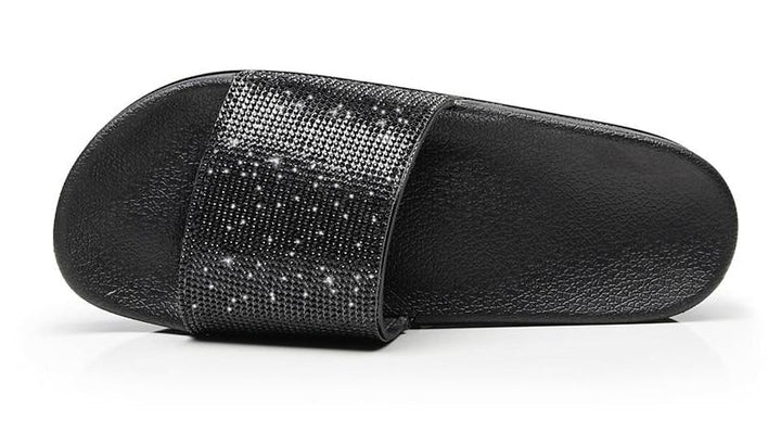 Aliams | Kristall Diamant Slides mit Besatz Sandalen