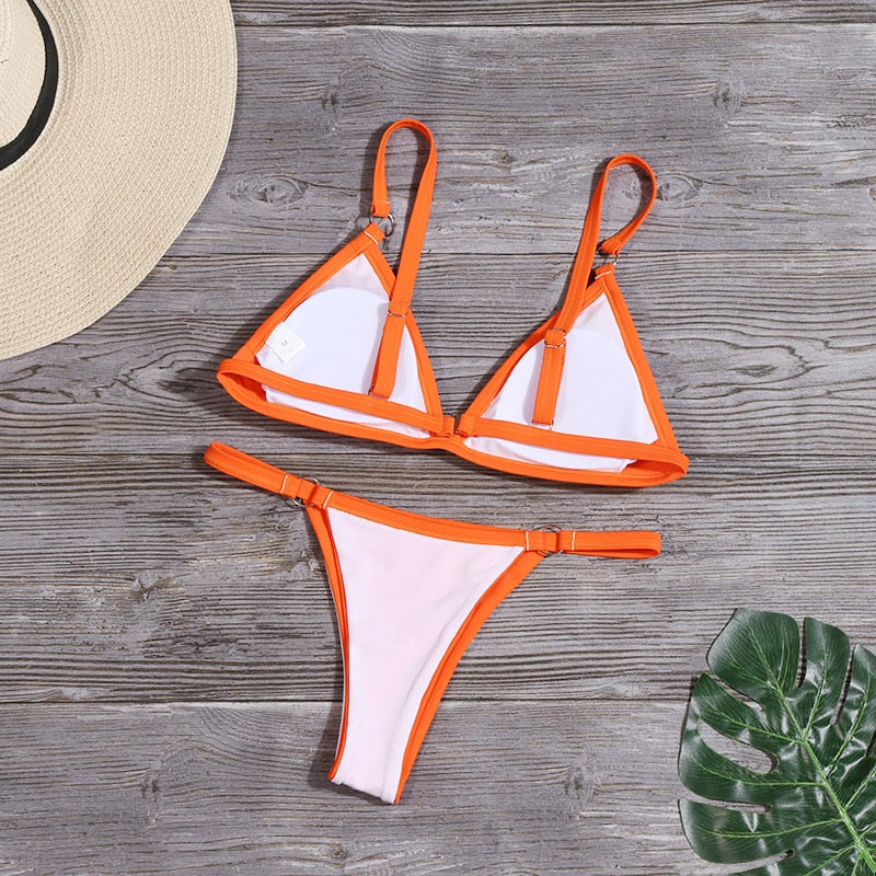 Aliams | Oranger Bikini mit Ringdetails