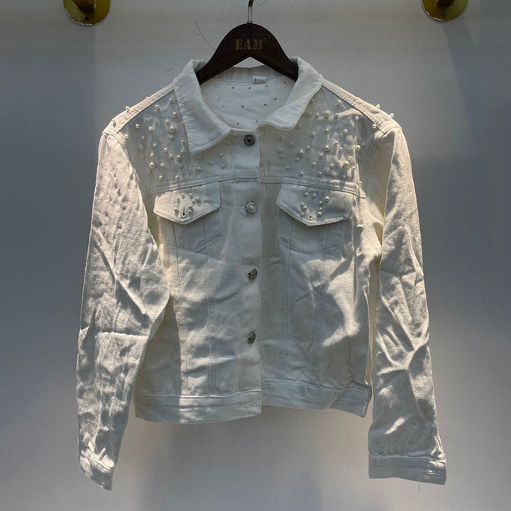 Aliams | Jeansjacke Denim-Liebling mit stilvoller Perlenverzierung