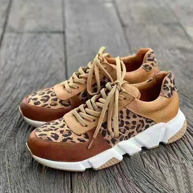 Aliams | Lässige Vulkanisierte Leoparden-Sneakers mit Dicken Sohlen