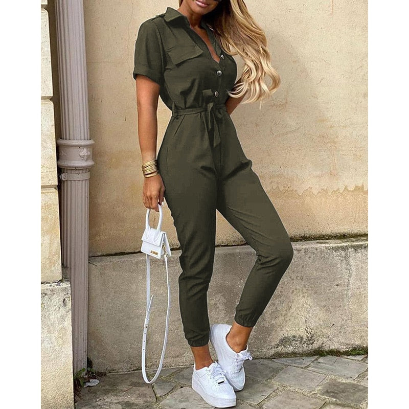 Aliams | Jumpsuit, mit Gürtel, Knöpfen