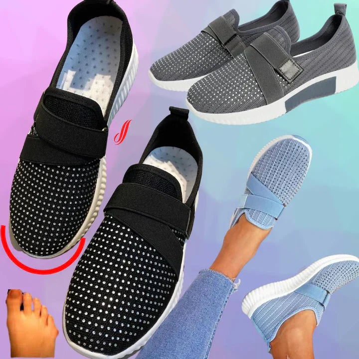 Aliams | Orthopädische Slip On Damenschuhe mit Klettverschluss