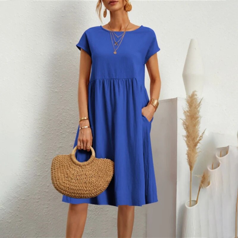 Aliams | Kleid mit Rundhalsausschnitt Aus Baumwolle