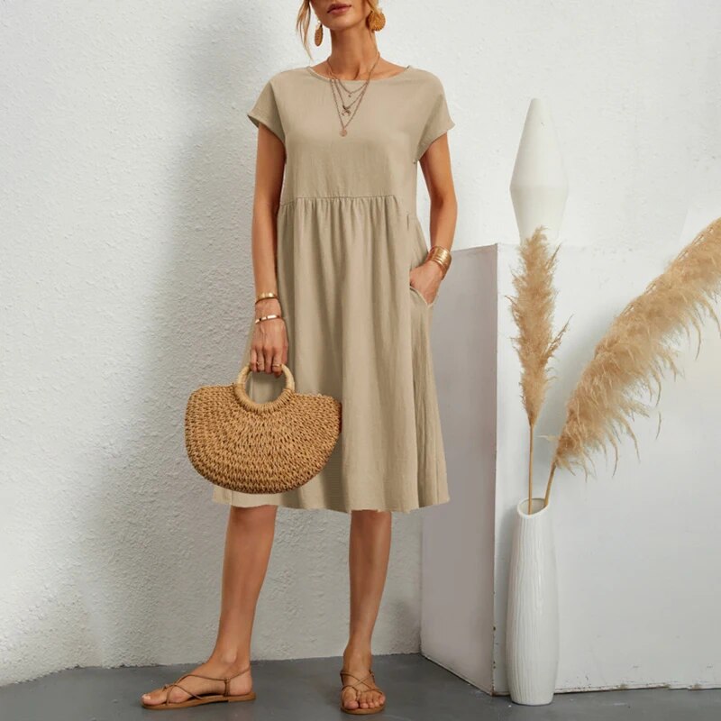 Aliams | Kleid mit Rundhalsausschnitt Aus Baumwolle