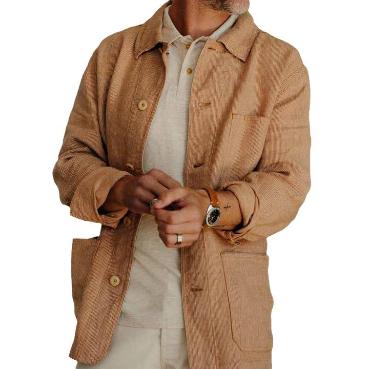 Herren zeitloser Cord-Mantel mit praktischen Taschen und Knopfdetails Aliams