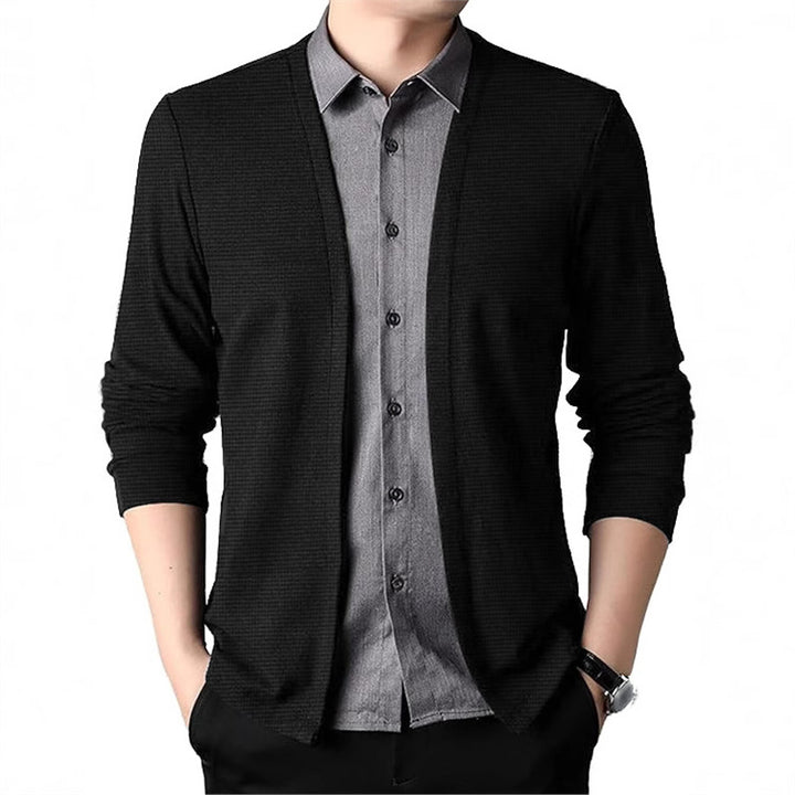 Herren strukturierter Cardigan mit offenen Kanten Aliams