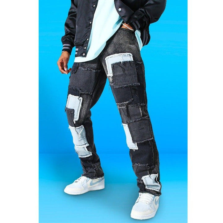 Herren Zerrissene Patchwork Jeans Aliams