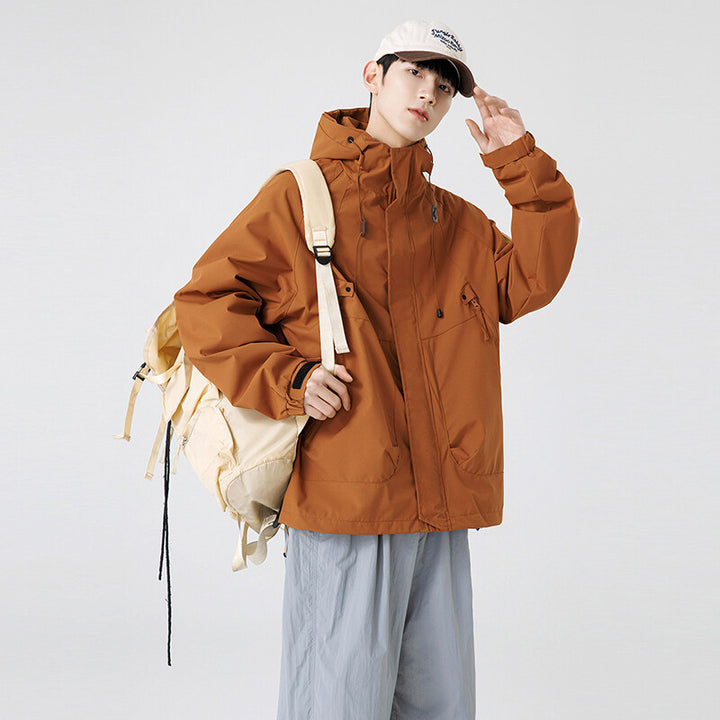 Herren Windbreaker-Jacke mit verstellbarem Kapuzenkragen und praktischen Taschen Aliams