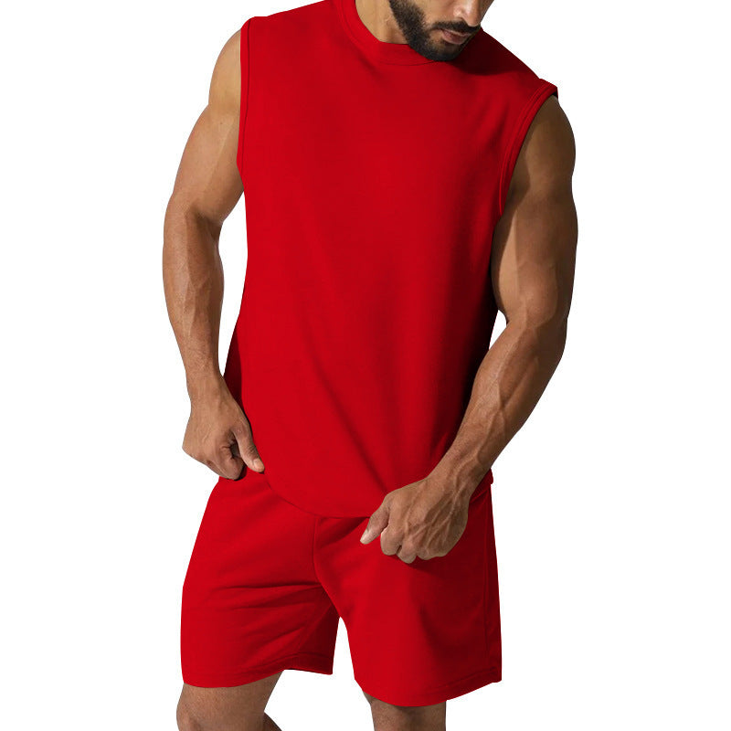 Herren Sportliches ärmelloses Trainingsset mit bequemen Shorts und atmungsaktivem Material Aliams