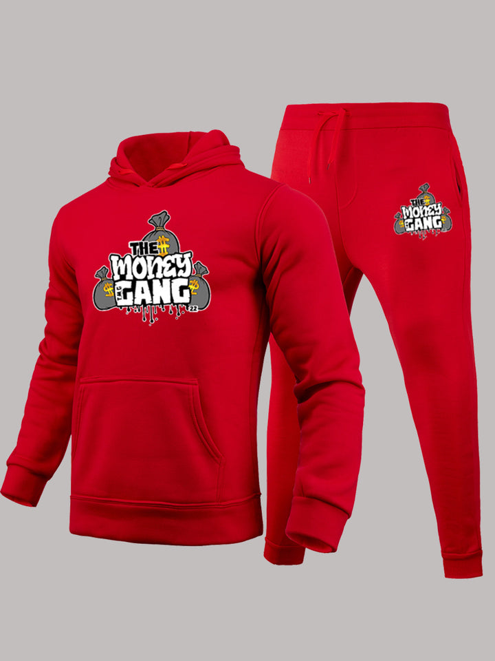 Herren Sportlicher Hoodie- und Jogginghose Set mit kreativem Grafikdruck Aliams