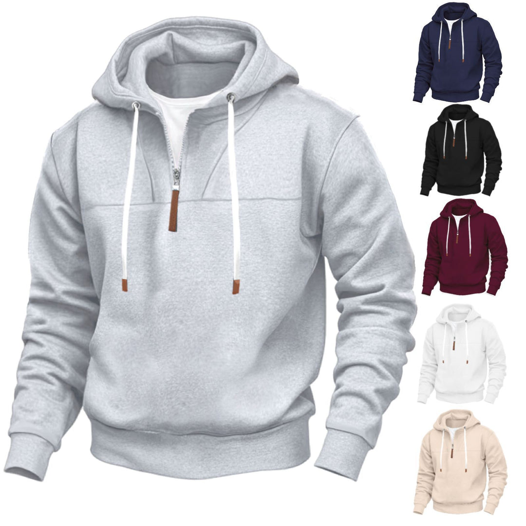 Herren Sportlicher Kapuzenpullover mit teilweisem Reißverschluss und Kontrastdetails Aliams