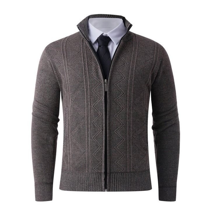 Herren Strickjacke mit modernem Zipper und strukturiertem Design Aliams