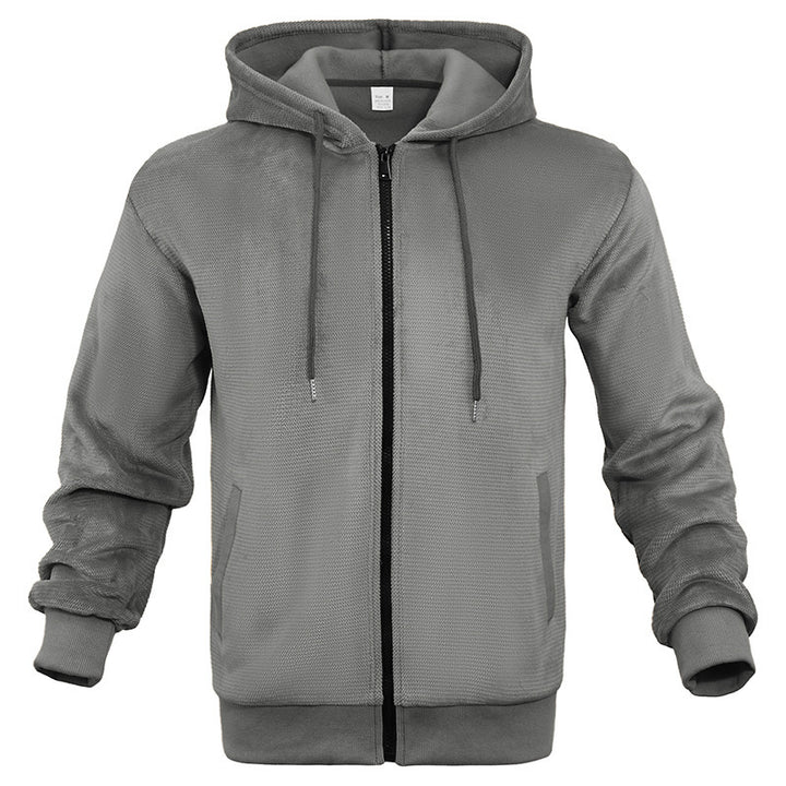 Herren sportlicher Zip-Hoodie aus atmungsaktivem Material mit Taschen Aliams