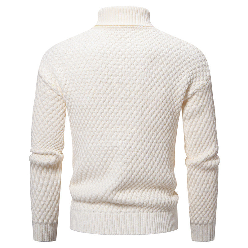 Herren Strickpullover mit hohem Kragen und strukturierter Oberfläche Aliams