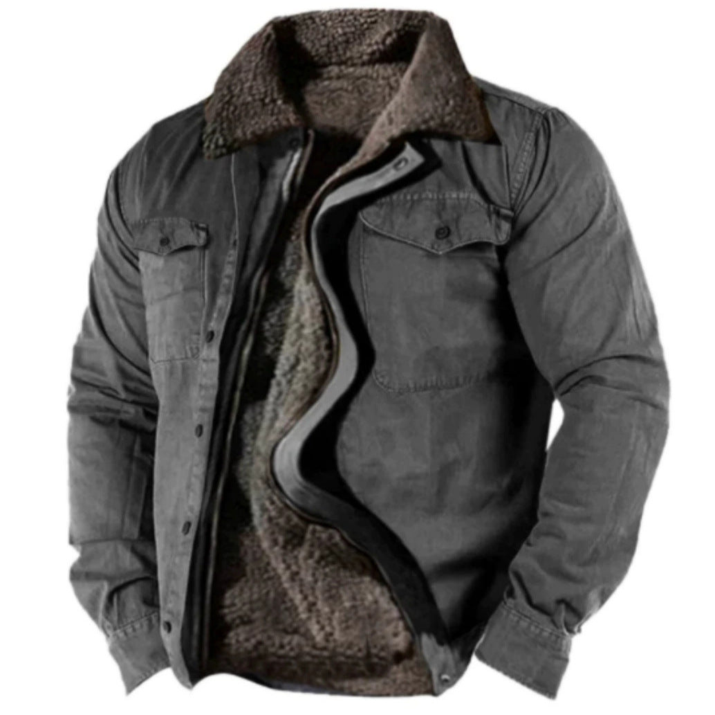 Herren Winterjacke mit warmem Kunstfellfutter und praktischem Knopfverschluss Aliams
