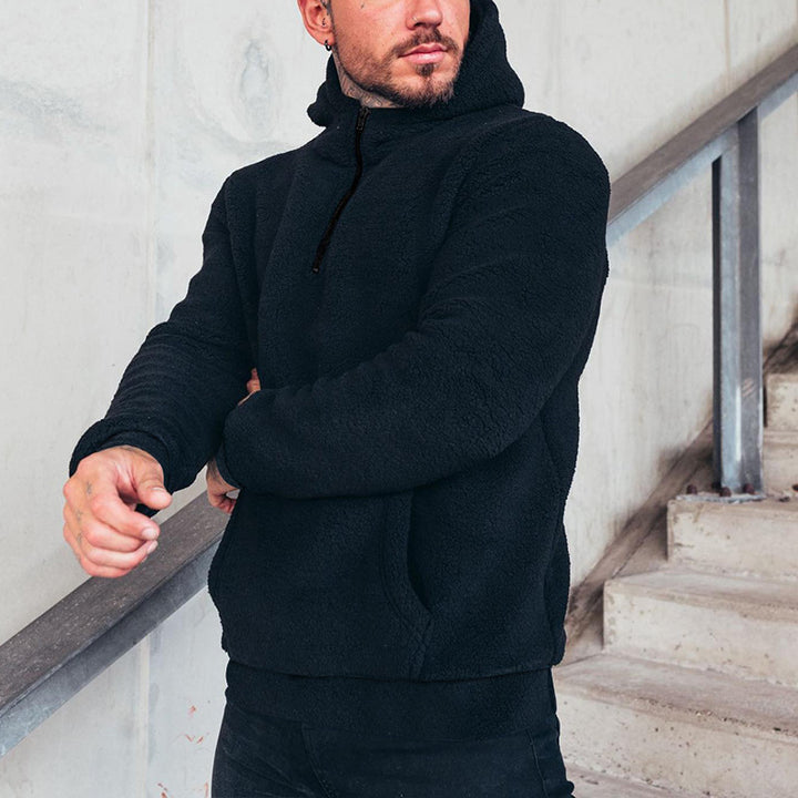 Herren weicher Fleece-Hoodie mit praktischer Kängurutasche Aliams