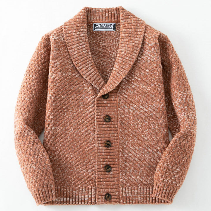 Herren Strickjacke mit modernem Zopfmuster und Knopfdetails Aliams