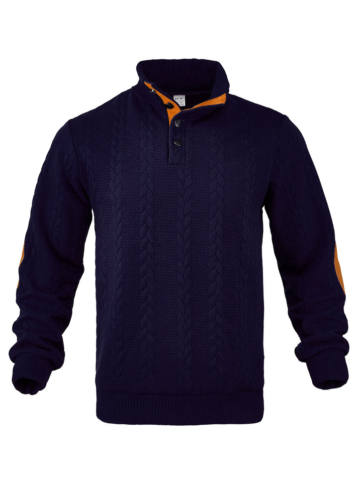 Herren Strickpullover mit hohem Kragen und strukturierter Oberfläche Aliams