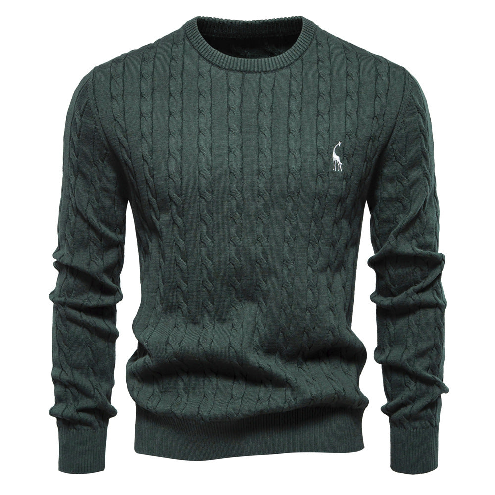 Herren Strickpullover mit Zopfmuster und Rundhalsausschnitt Aliams
