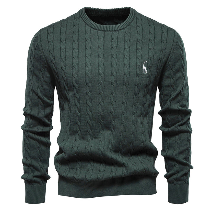 Herren Strickpullover mit Zopfmuster und Rundhalsausschnitt Aliams