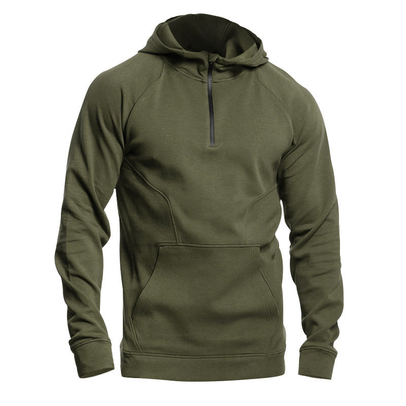 Herren Sportpullover mit halbem Reißverschluss und Kängurutasche Aliams