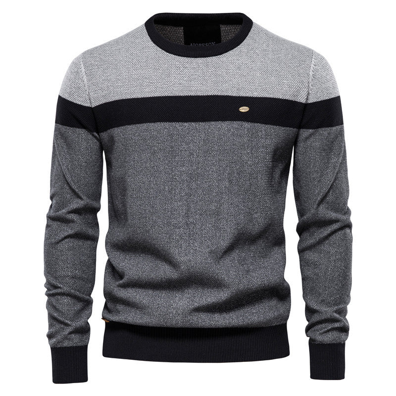 Herren Strickpullover mit modernem Farbblockdesign und feiner Struktur Aliams