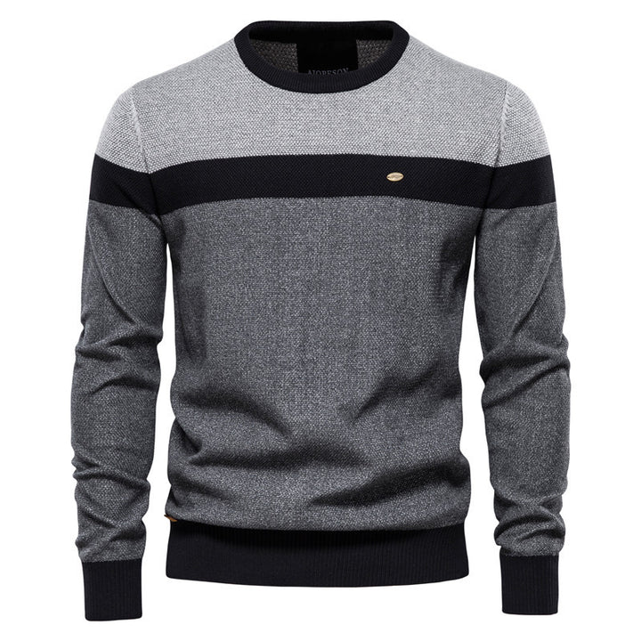 Herren Strickpullover mit modernem Farbblockdesign und feiner Struktur Aliams