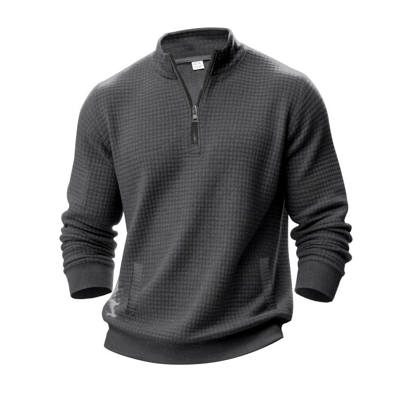 Herren sportlicher Pullover mit halbem Reißverschluss und praktischem Taschendesign Aliams