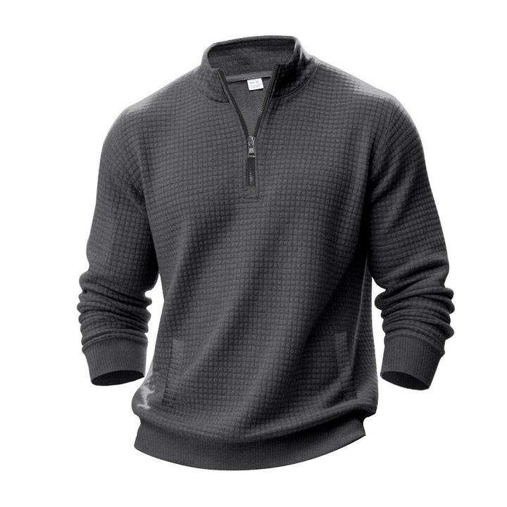 Herren sportlicher Pullover mit halbem Reißverschluss und praktischem Taschendesign Aliams