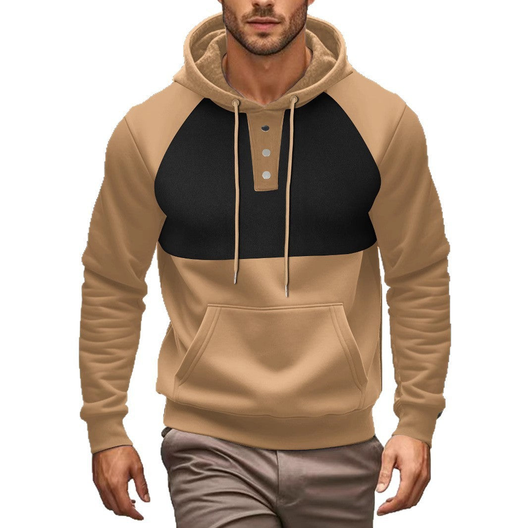 Herren sportlicher Kapuzenpullover mit modischem Knopfleisten-Design und weichem Fleece Aliams