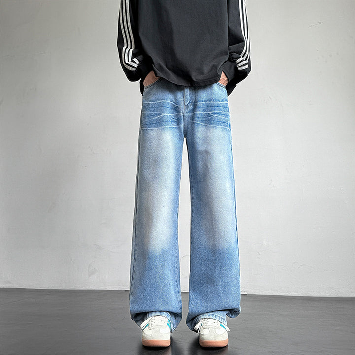 Herren weite Denim-Jeans mit einzigartiger Waschung Aliams