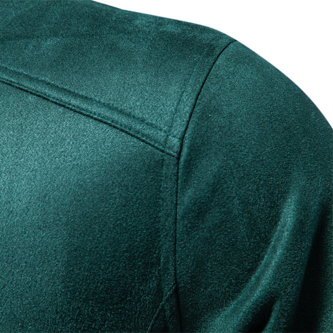 Herren trendige Kunstlederjacke mit modernem Stehkragen und praktischen Taschen Aliams