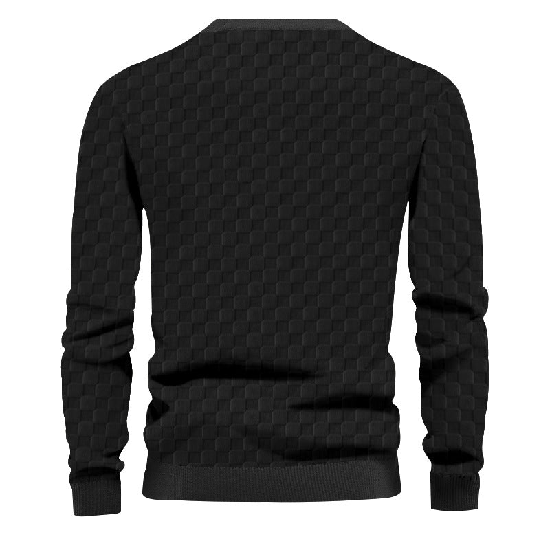 Herren strukturierter Strickpullover mit Rundhalsausschnitt und elastischem Bund Aliams