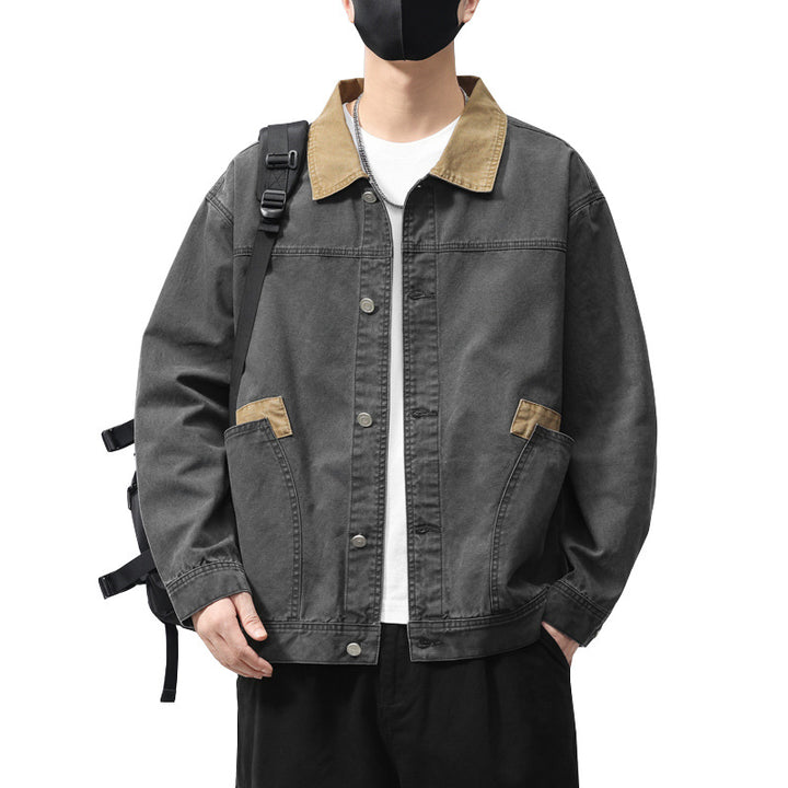 Herren Übergangsjacke aus robustem Denim mit Kontrastkragen und praktischen Taschen Aliams