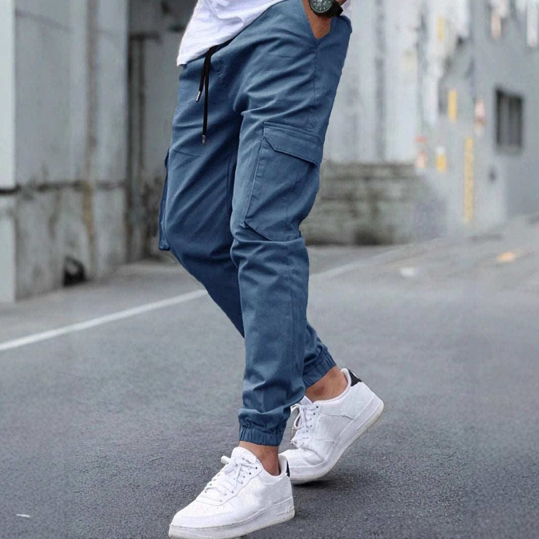 Herren trendige Cargo-Hose mit elastischem Bund und praktischen Seitentaschen Aliams