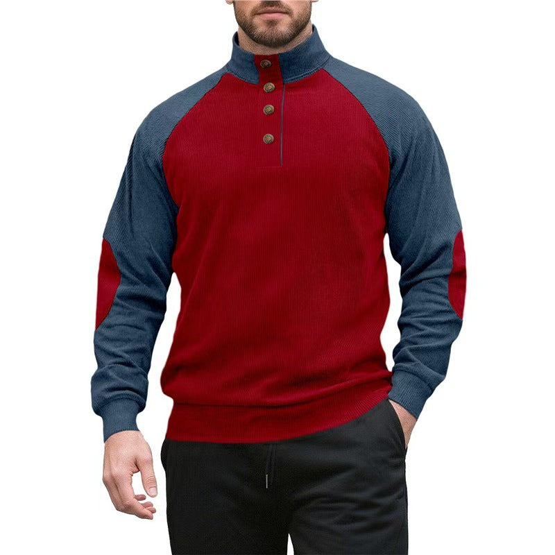 Herren sportlicher Stehkragenpullover mit strukturiertem Fleece-Aussehen Aliams