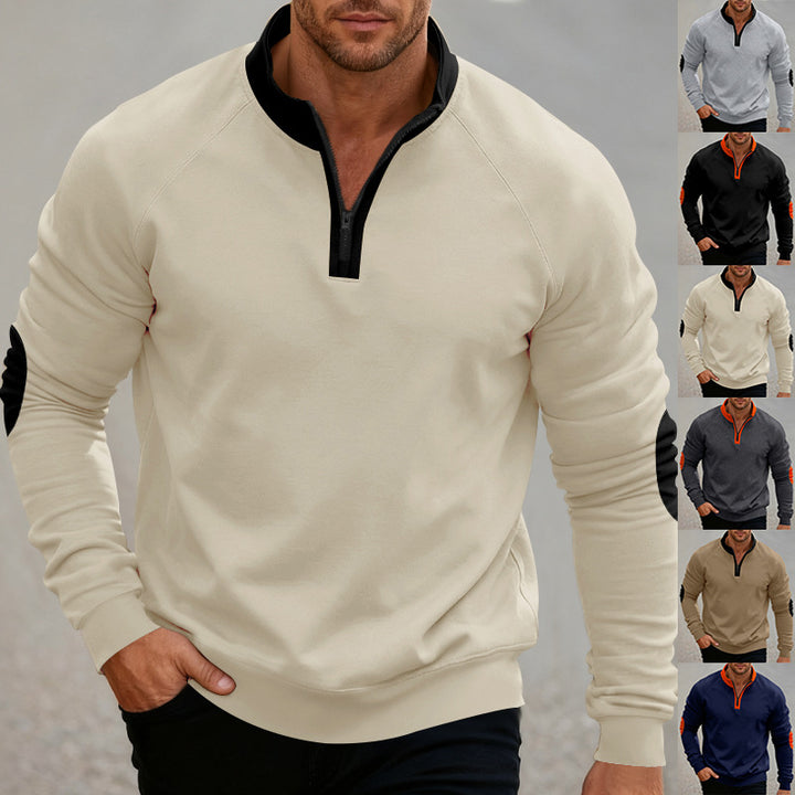 Herren Sportlicher Sweatpullover mit Stehkragen Aliams