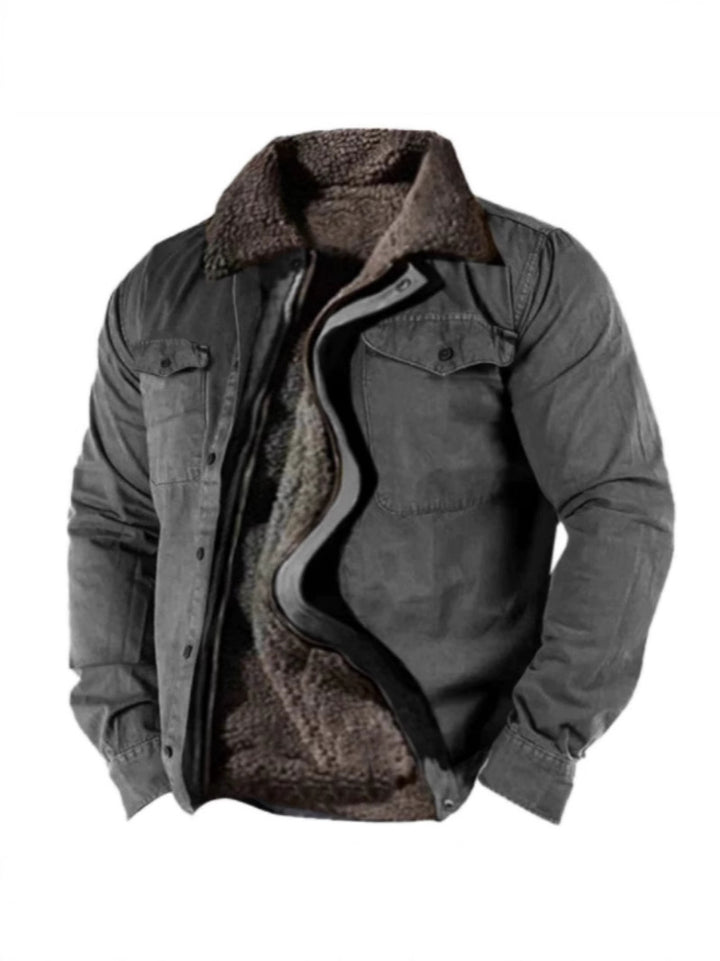 Herren Winterjacke mit warmem Kunstfellfutter und praktischem Knopfverschluss Aliams