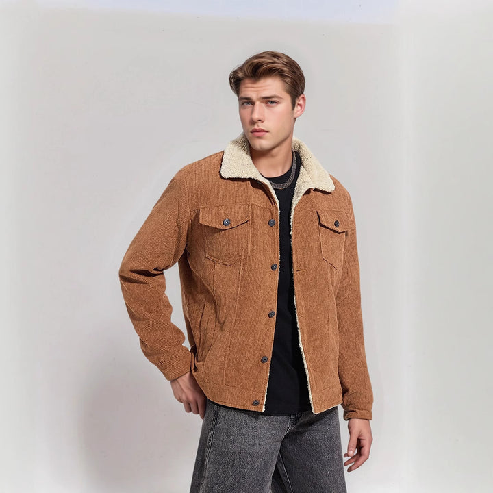Herren warme Cordjacke mit Teddyfell Aliams