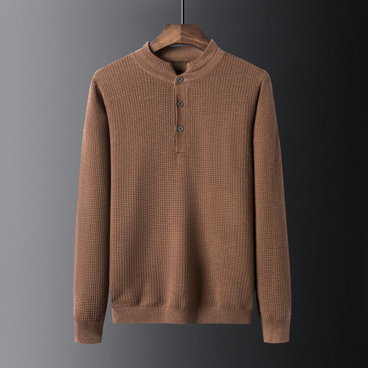 Herren Strukturierter Langarm-Pullover mit Knopfleiste Aliams